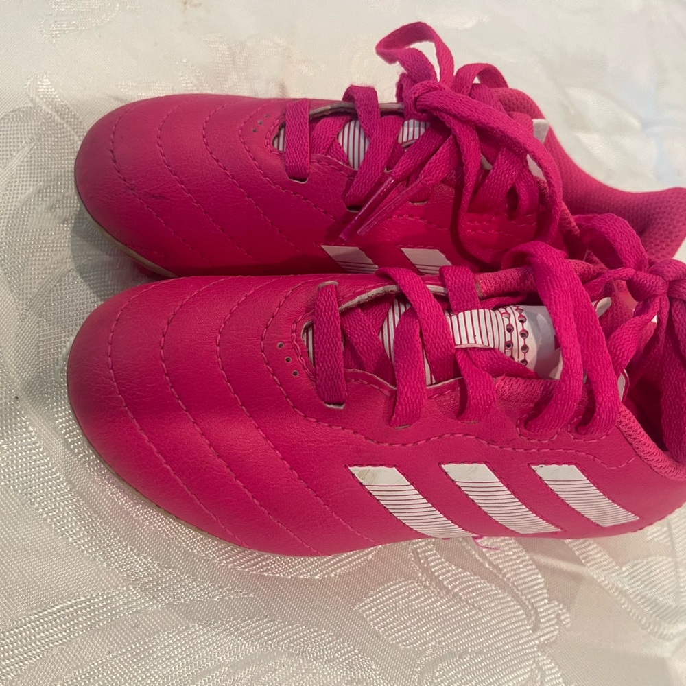 Adidas Kids Fuchsia cleats with White Accents